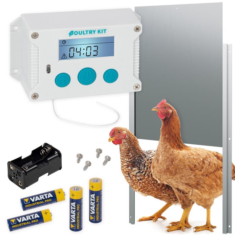 Poultry Kit A100 chicken coop automatic door opener + aluminium door 430 x 400 mm